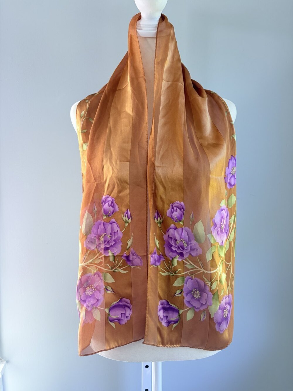 Elaine Gold Silk Scarf Orange Size OS
